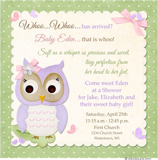 Baby Shower Invitation Wording for Early Arrival butterfly Owl Christening Invitation Baby Girl Bir