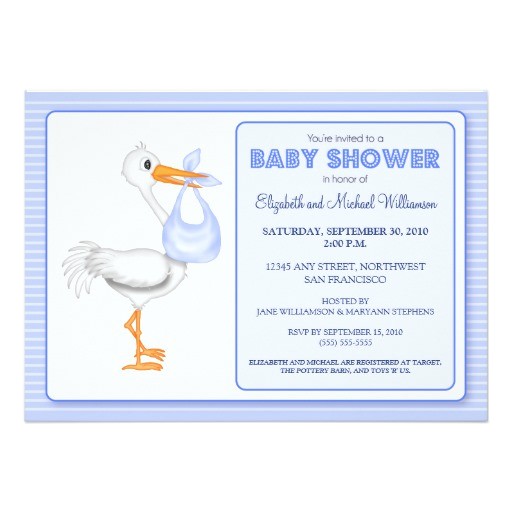 Baby Shower Invitation Wording for Early Arrival Stork S Arrival Baby Shower Invitation Blue