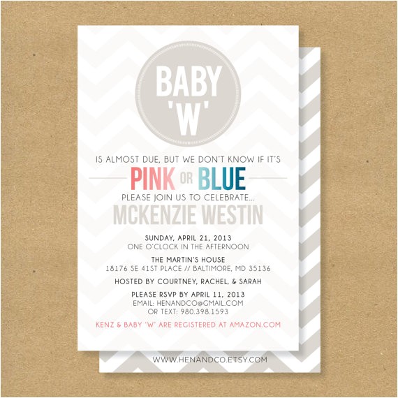 Baby Shower Invitation Wording Ideas for Unknown Gender Baby Shower Invitation Gender Neutral Boy or Girl by Henandco