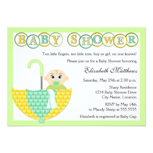 Baby Shower Invitation Wording Ideas for Unknown Gender Gender Unknown Umbrella Baby Shower Invitation