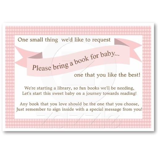Baby Shower Invitations asking for Books Pink Baby Shower Book Insert Request Card for Girl