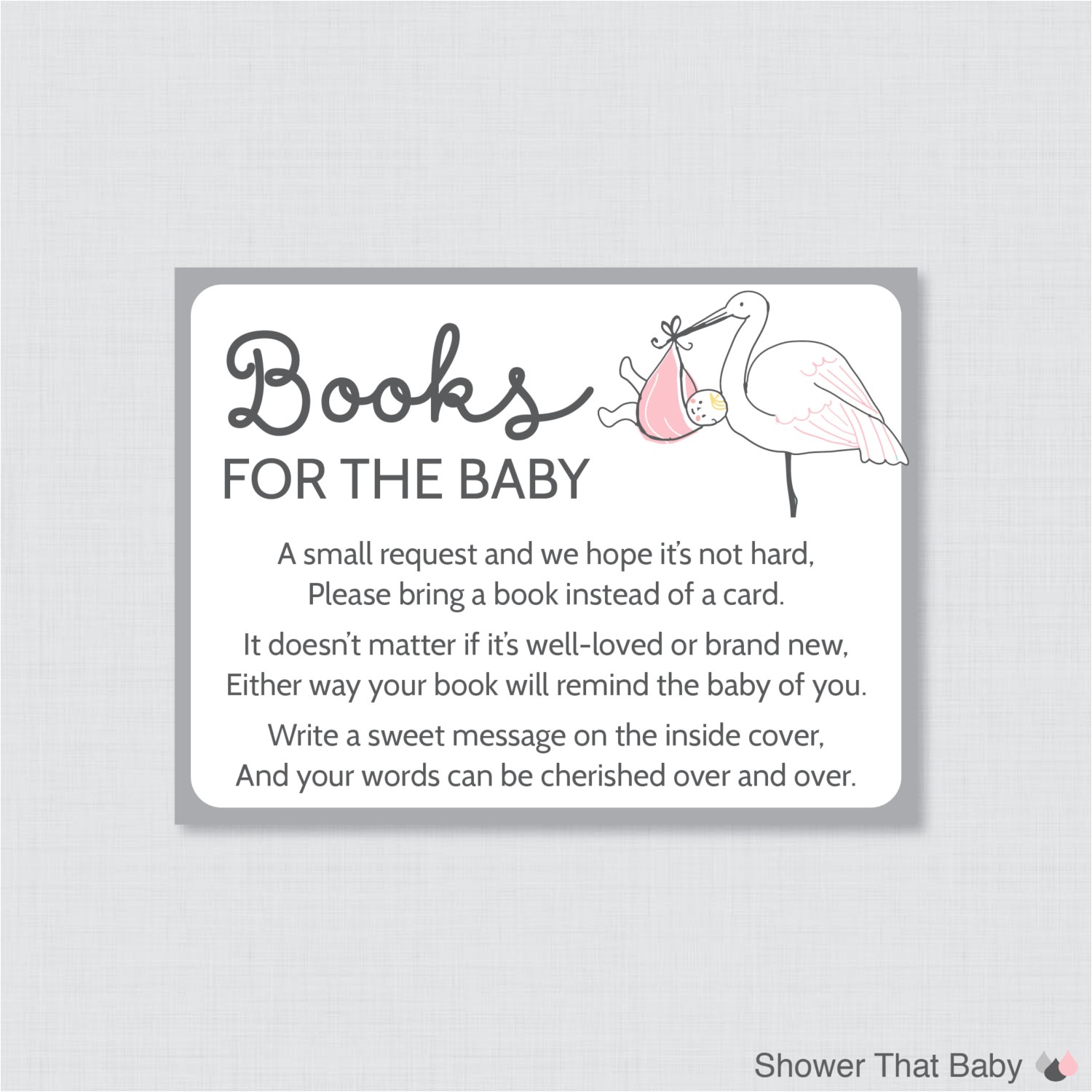 Baby Shower Invitations Books Instead Of Cards Stork Baby Shower Bring A Book Instead Of A Card Invitation