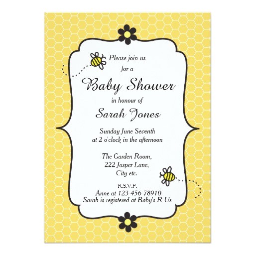 Baby Shower Invitations Bumble Bee theme Cute Bumble Bee themed Baby Shower Invitation