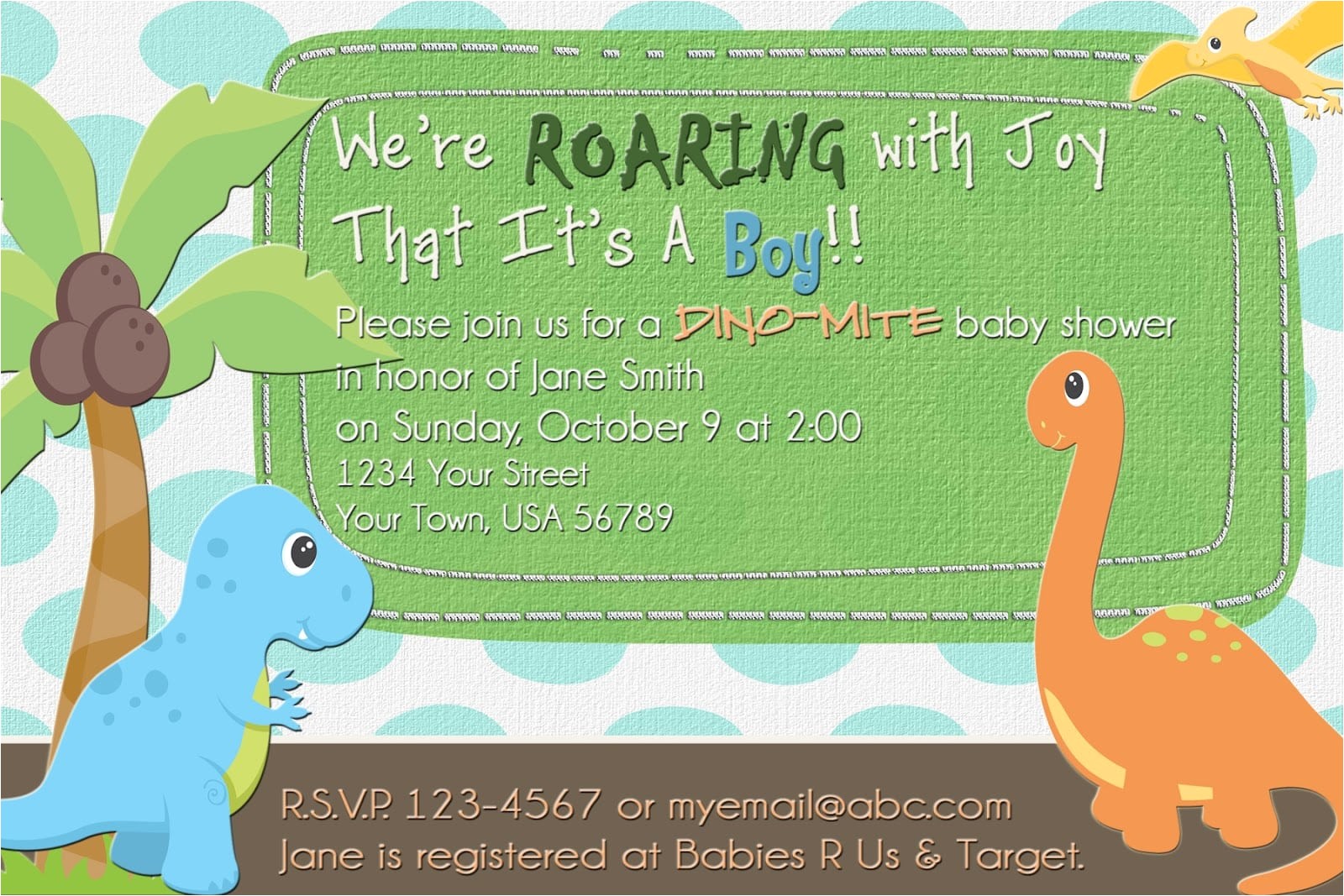 Baby Shower Invitations Dinosaur theme Dinosaur Baby Shower Invitation