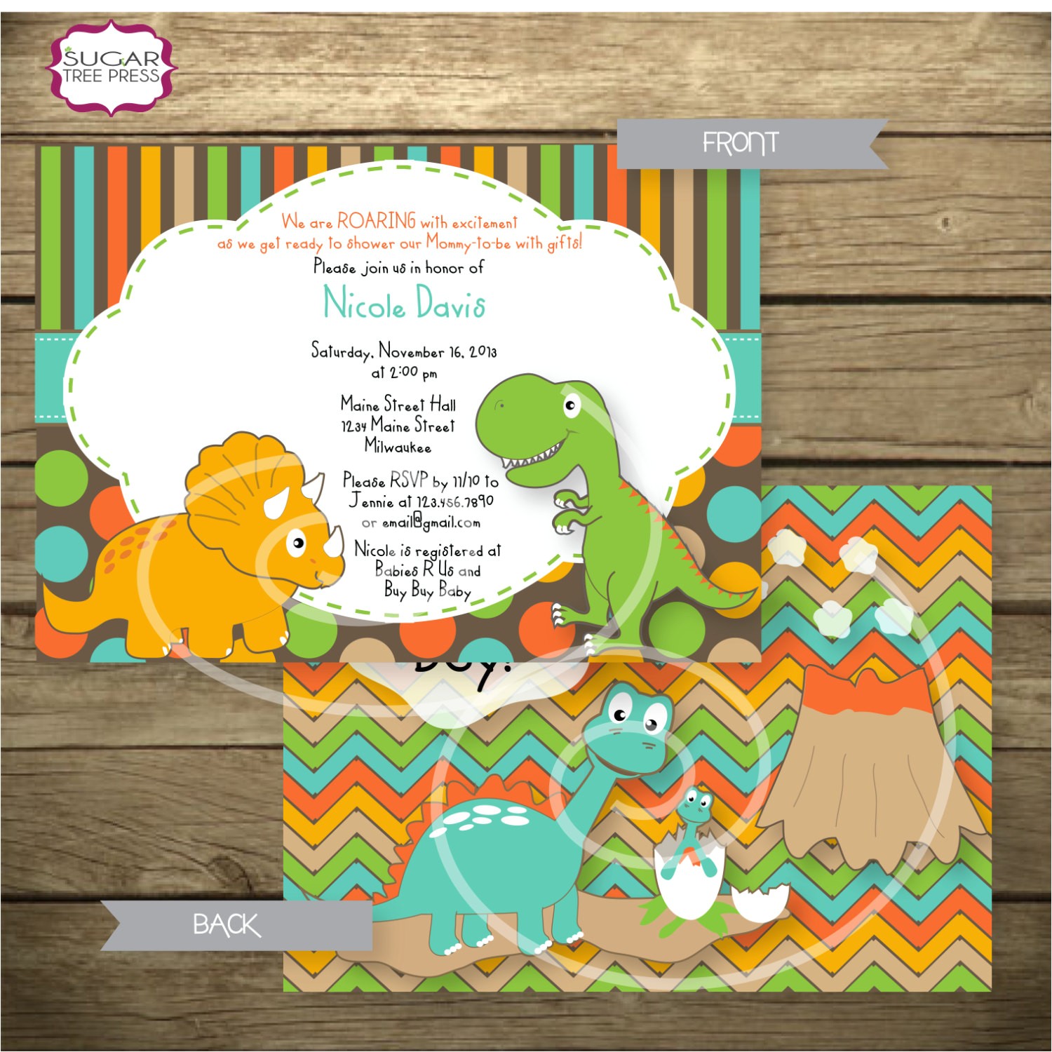 Baby Shower Invitations Dinosaur theme Dinosaur themed Baby Shower Invitation Printable