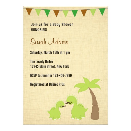Baby Shower Invitations Dinosaur theme Mustache Dinosaur theme Baby Shower Invitation