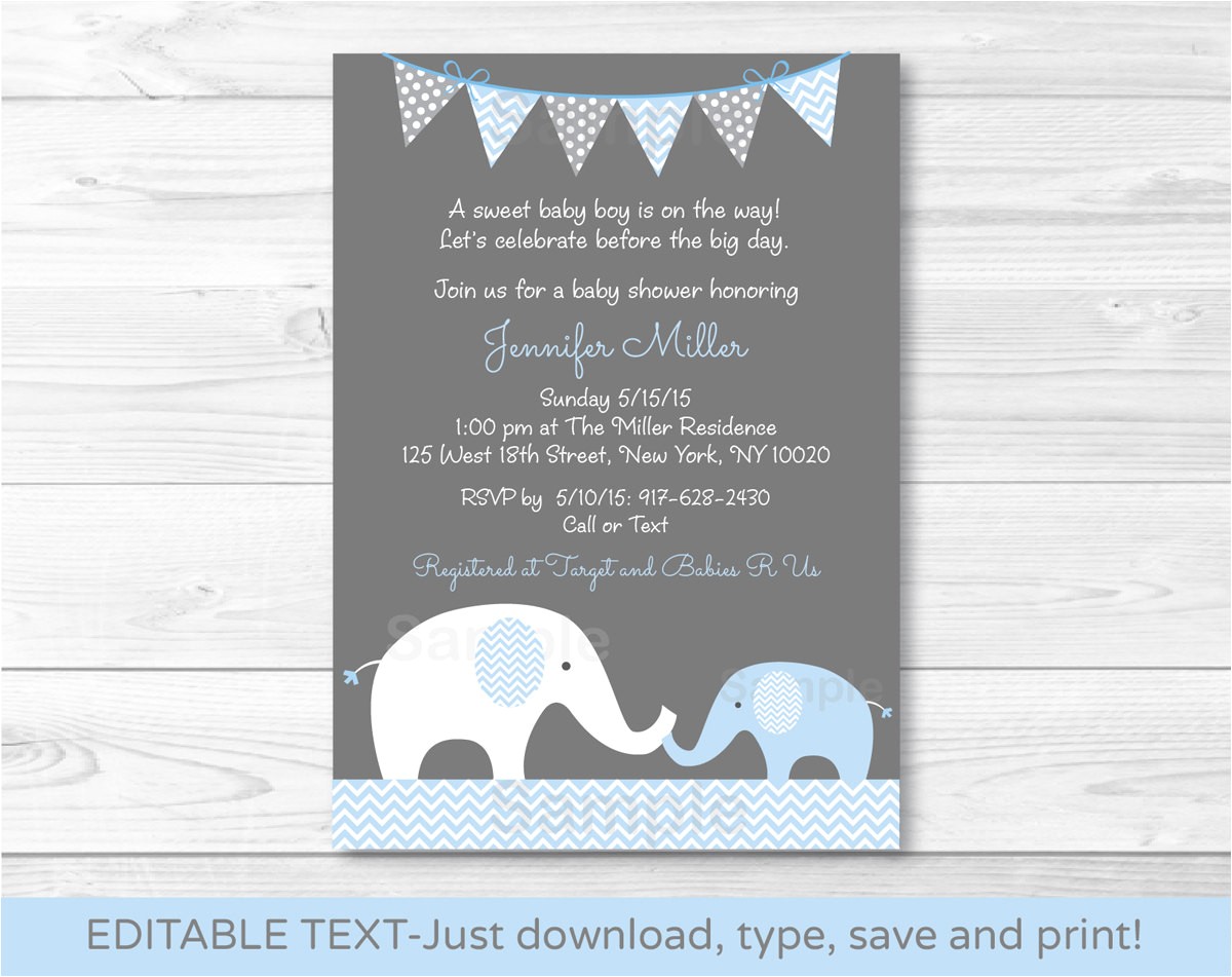 Baby Shower Invitations Elephant Elephant Baby Shower Invitation