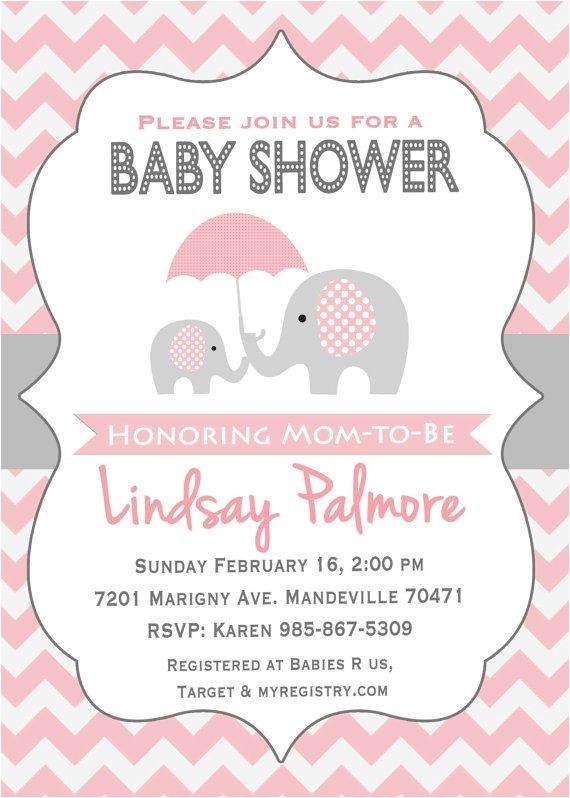 Baby Shower Invitations Elephant Pink Elephant Baby Shower Invitation Potlač