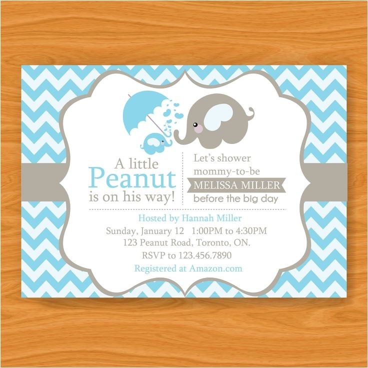 Baby Shower Invitations Elephant Printable Baby Shower Invitation A Little Peanut is