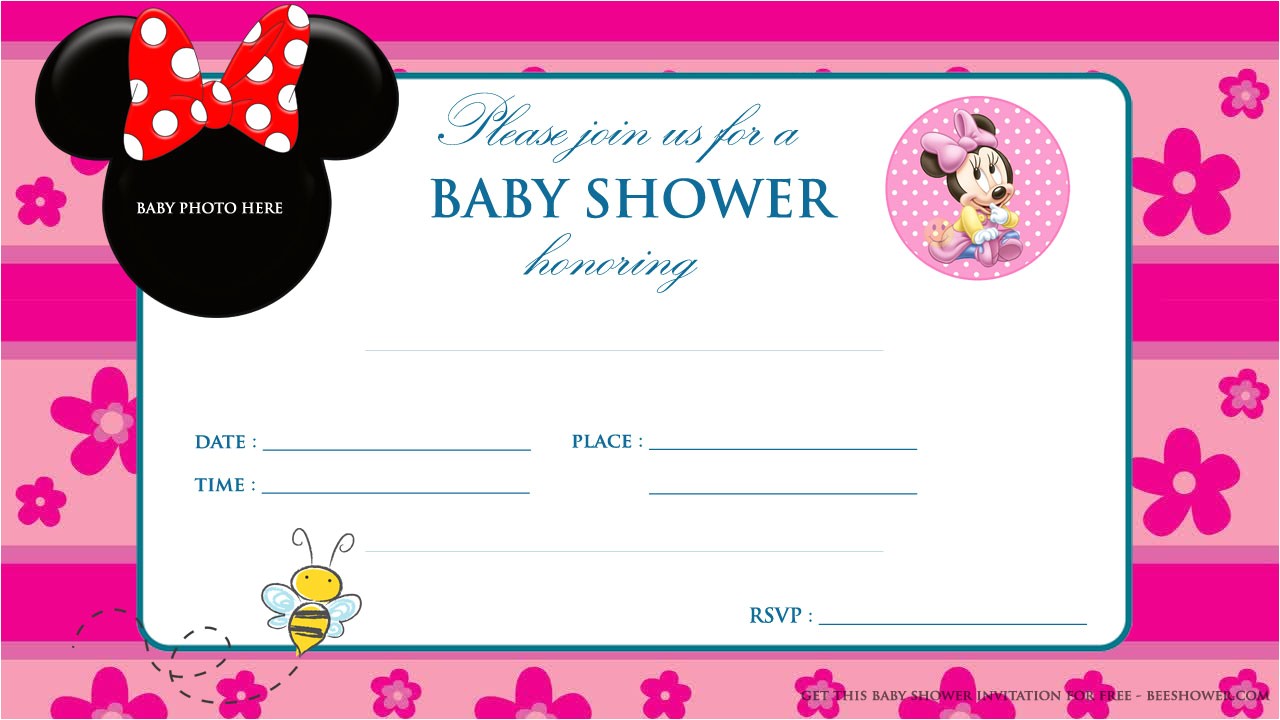 Baby Shower Invitations for Girls Minnie Mouse Free Printable Mickey Mouse Baby Shower Invitation