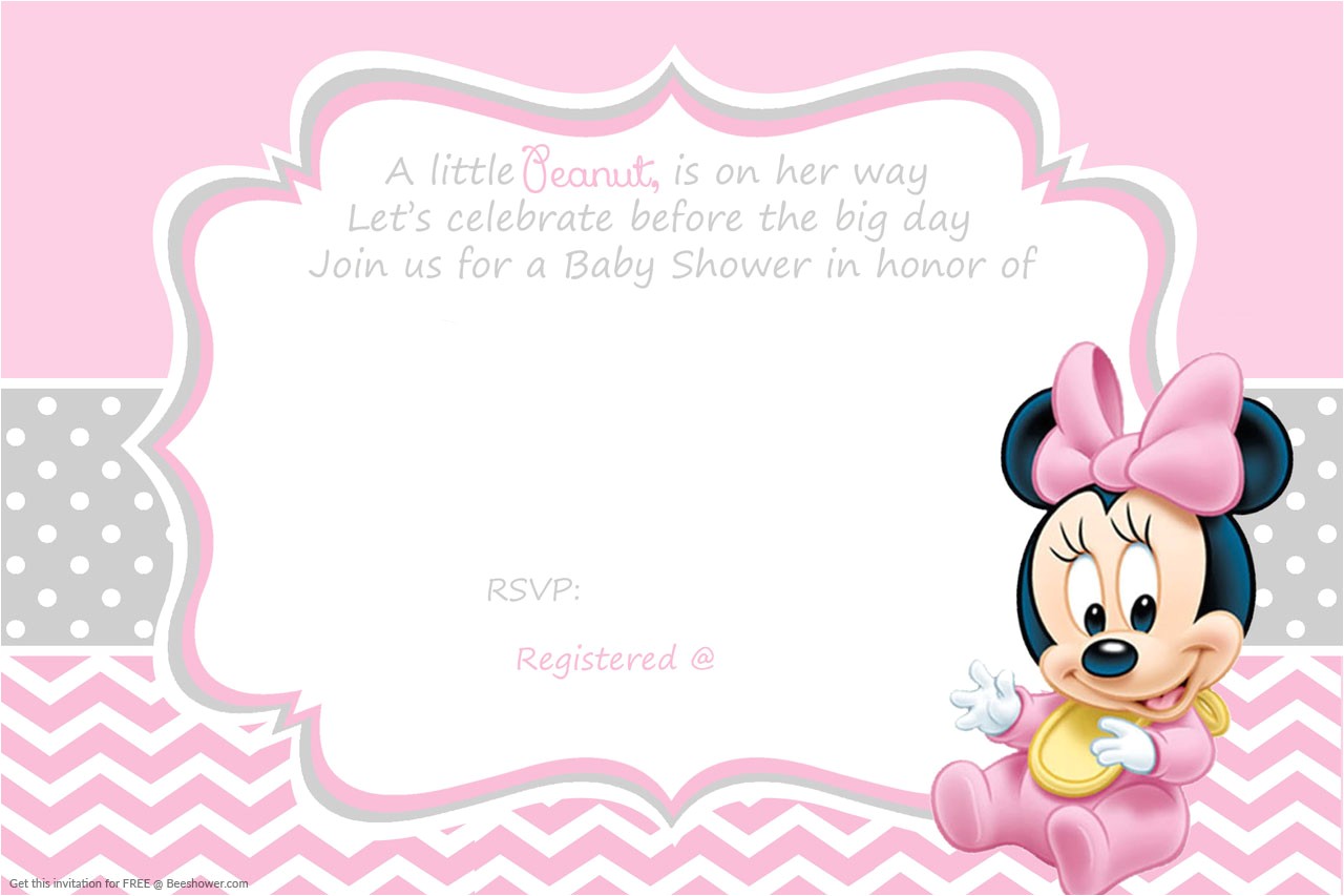 Baby Shower Invitations for Girls Minnie Mouse Free Printable Minnie Mouse Baby Shower Invitation