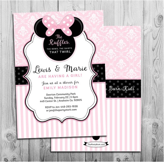 Baby Shower Invitations for Girls Minnie Mouse Minnie Mouse Baby Shower Invitation Printable Invite Pink