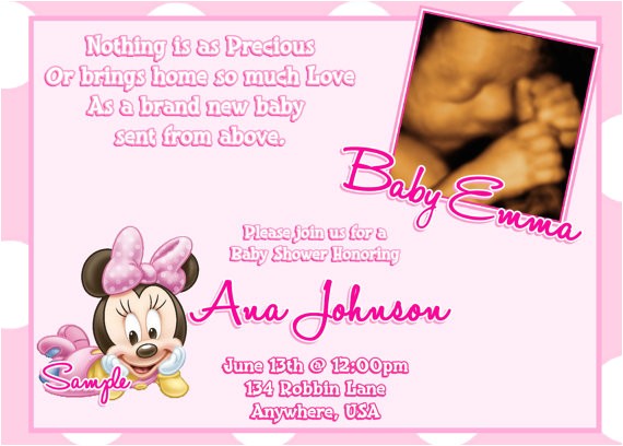 Baby Shower Invitations for Girls Minnie Mouse Minnie Mouse Baby Shower Invitations Baby Minnie Mouse Baby