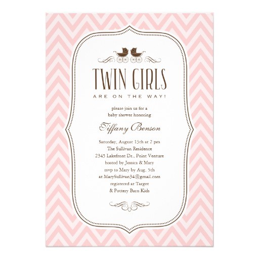 Baby Shower Invitations for Twin Girls Twin Girl Baby Shower Invitations 5" X 7" Invitation Card