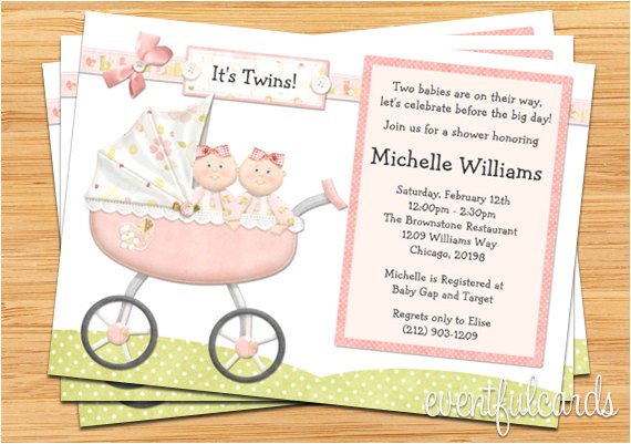 Baby Shower Invitations for Twin Girls Twin Girls Baby Shower Invitation by eventfulcards