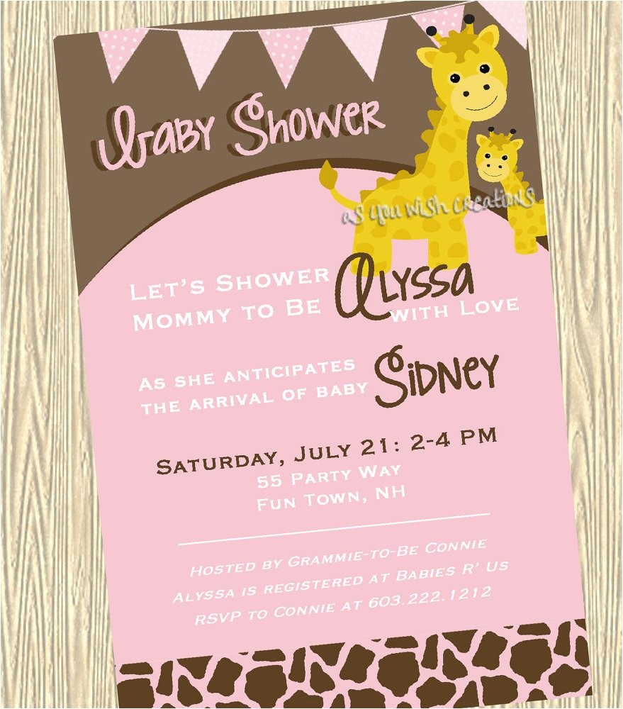 Baby Shower Invitations Giraffe theme Baby Shower Invitations Cute Giraffe Baby Shower