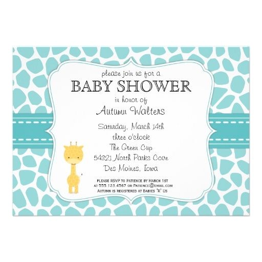 Baby Shower Invitations Giraffe theme Giraffe Baby Shower Invitations