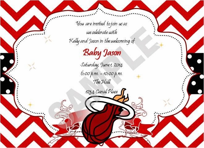Baby Shower Invitations Miami solutions event Design by Kelly Miami Heat theme Baby