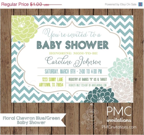 Baby Shower Invitations On Sale On Sale Custom Printed Chevron Floral Baby Shower