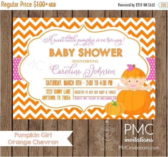 Baby Shower Invitations On Sale On Sale Custom Printed Girl Pumpkin Baby Shower