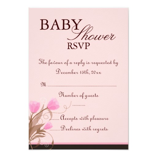 Baby Shower Invitations Online Rsvp Brown & Pink Floral Design Baby Shower Rsvp Card 3 5" X 5