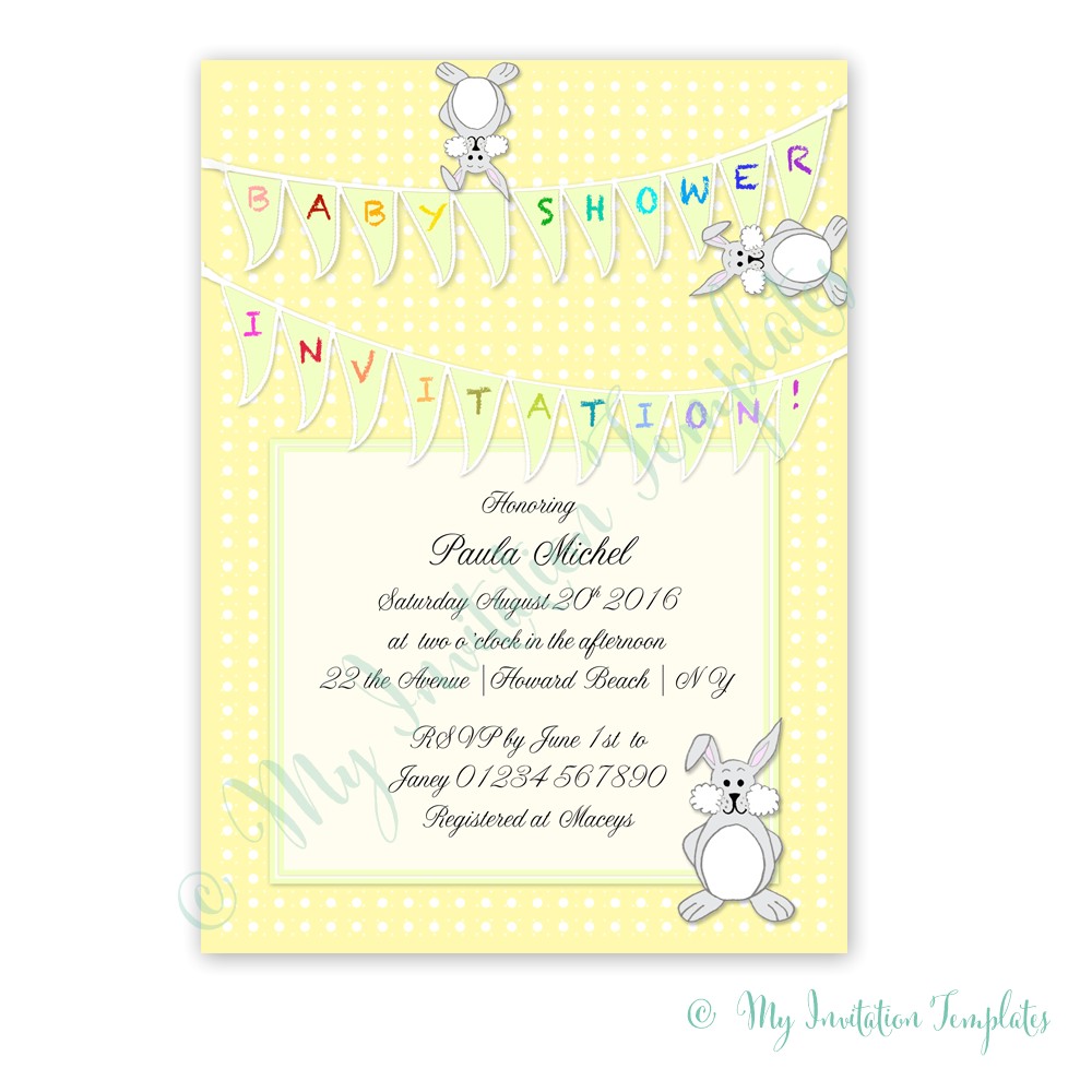 Baby Shower Invitations Printable Templates Printable Baby Shower Invitation Template Bunny