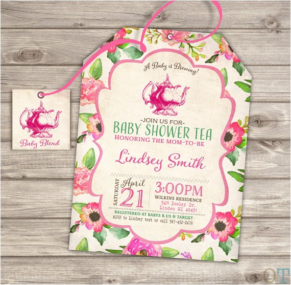 Baby Shower Invitations Tea Party theme Baby Shower Tea Party Shower Invitations Party Download