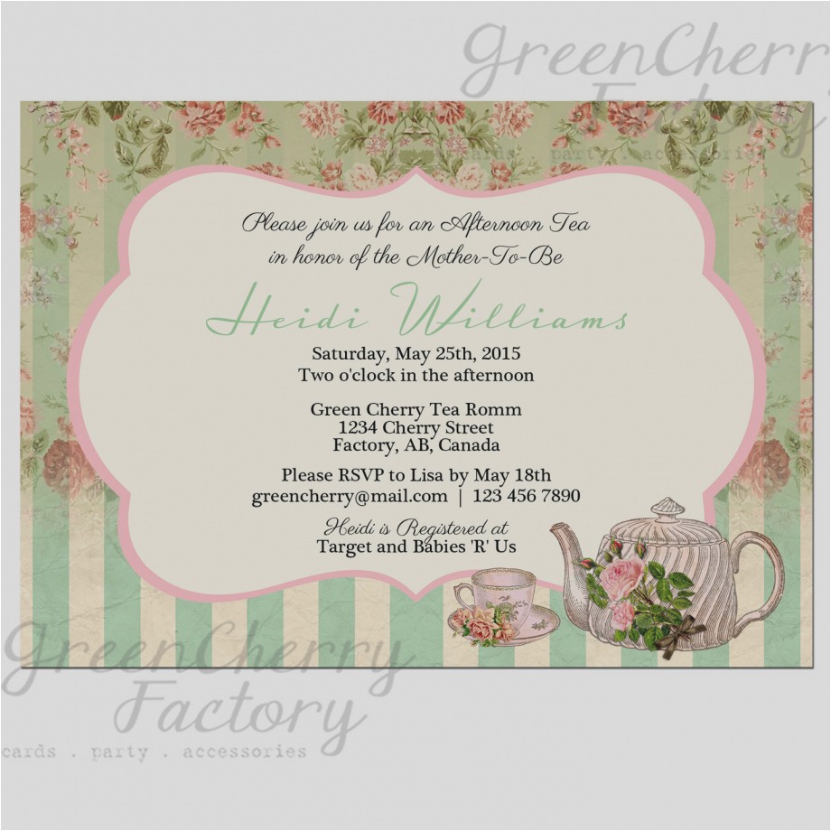 Baby Shower Invitations Tea Party theme Best Tea Party themed Baby Shower Invitations Free