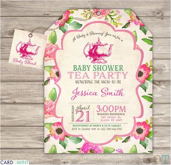Baby Shower Invitations Tea Party theme Tea Party Baby Shower Invitations Party Xyz