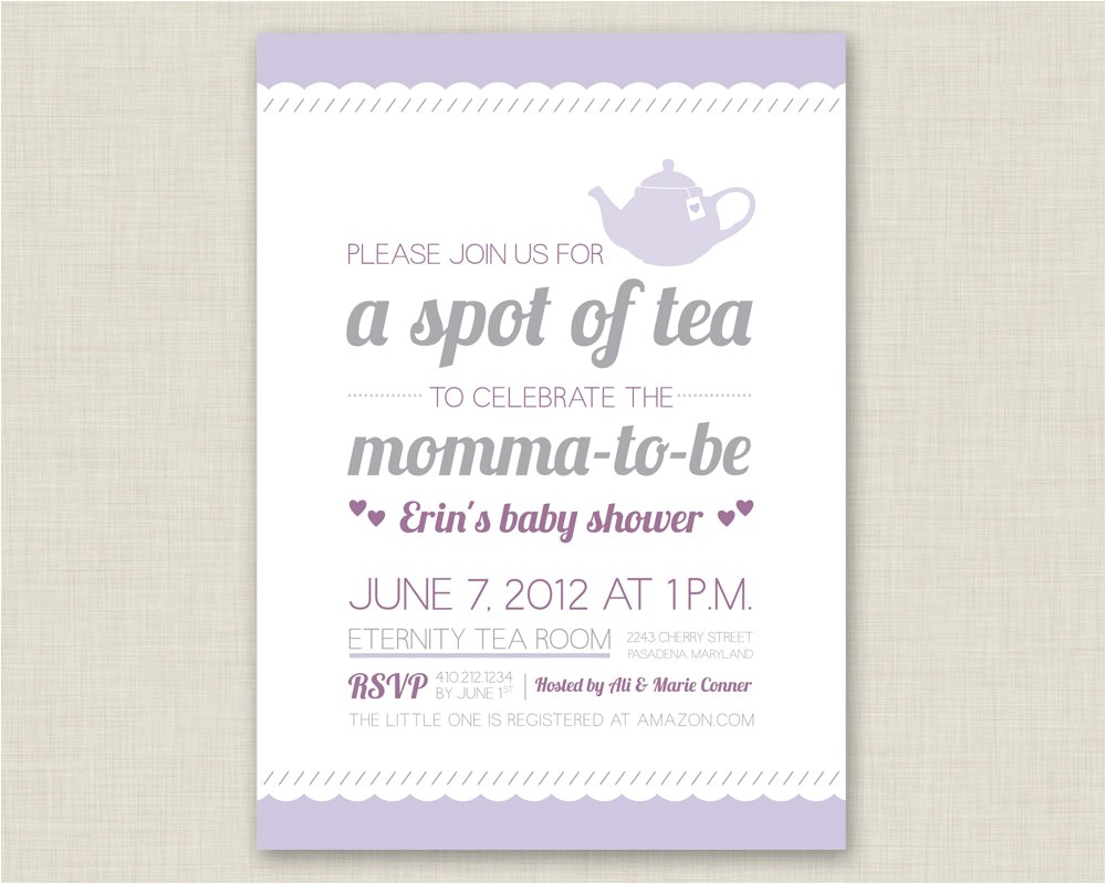 Baby Shower Invitations Tea Party theme Tea Party Invitation Baby Shower Invitation by