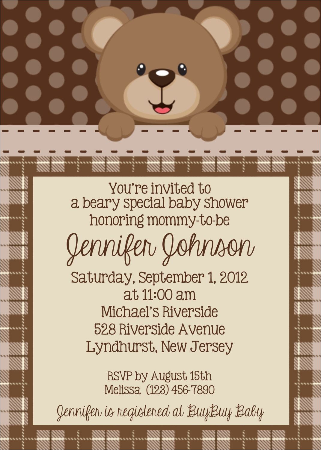 Baby Shower Invitations Teddy Bear theme Teddy Bear Invitation Personalized Custom Teddy Bear