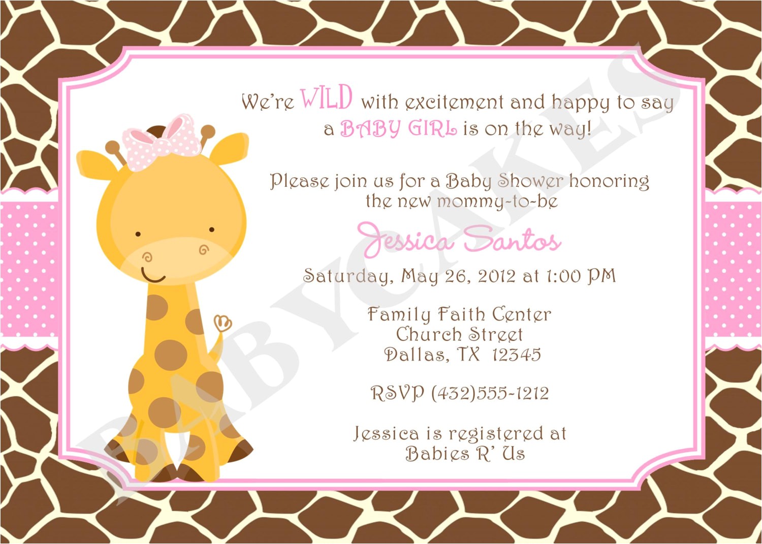 Baby Shower Invitations with Giraffes Baby Shower Invitations Giraffe theme