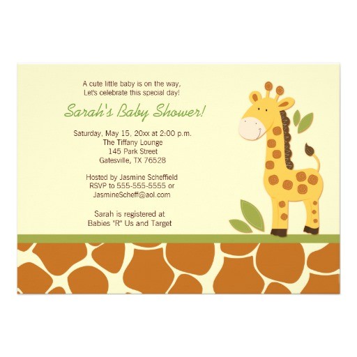 Baby Shower Invitations with Giraffes Giraffe Adventure 5×7 Baby Shower Invitation 5" X 7
