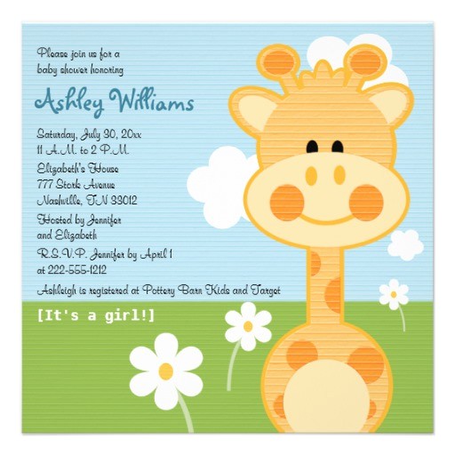 Baby Shower Invitations with Giraffes Giraffe Baby Shower Invitations 5 25" Square Invitation