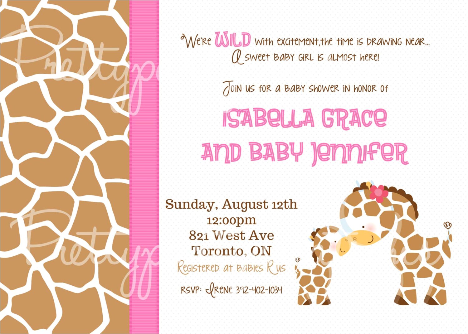 Baby Shower Invitations with Giraffes Items Similar to Baby Giraffe Baby Shower Invitation