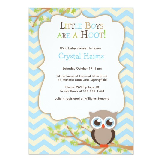Baby Shower Invitations with Owl theme Chevron Owl themed Baby Shower Invitations Boy