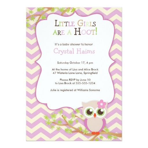 Baby Shower Invitations with Owl theme Chevron Owl themed Baby Shower Invitations Girl 5" X 7