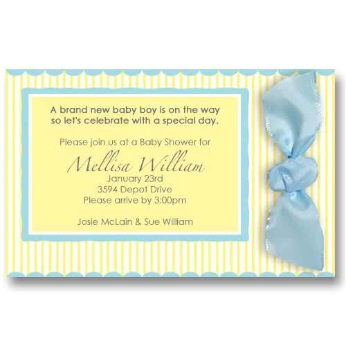 Baby Shower Invitations with Ribbon Baby Stripes Ribbon Baby Shower Invitations