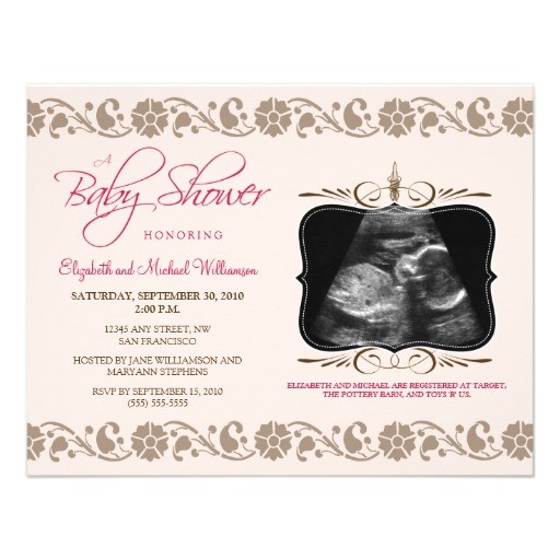 Baby Shower Invitations with sonogram Picture Precious sonogram Baby Shower Invitation Pink