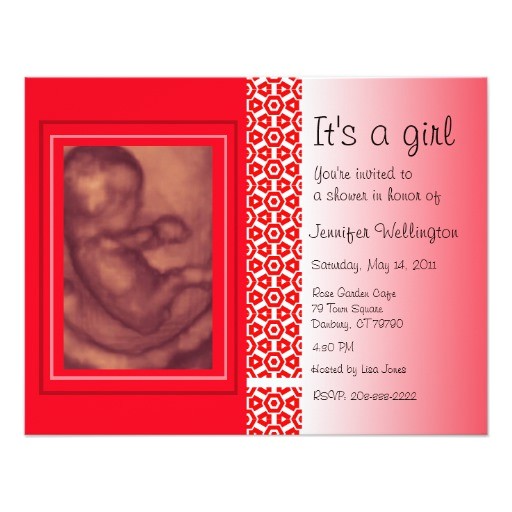 Baby Shower Invitations with Ultrasound Picture Baby Shower Invitation Red Ultrasound