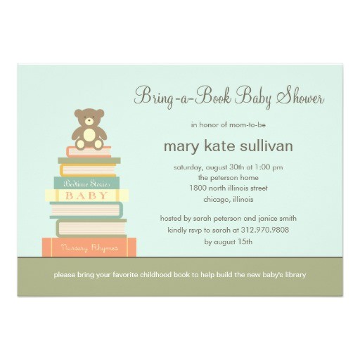 Baby Shower Invite Wording Bring A Book Bring A Book Baby Shower Invitation Blue