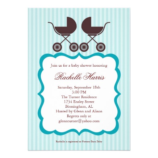 Baby Shower Invites Unisex Twin Uni Baby Shower Invitation 5" X 7" Invitation Card