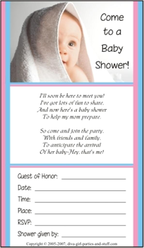 Baby Shower Poem Invite Baby Shower Invitations and Wording Examples