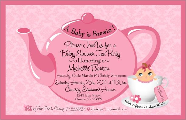 Baby Shower Tea Party Invitation Wording Tea Party Baby Shower Invitation Baby Shower