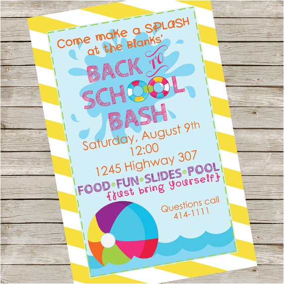 Back to School Pool Party Invitation Pool Party Invitation Piy File Back to School Party