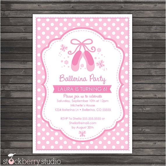 Ballerina Birthday Invitations Free Ballerina Birthday Invitation Pink Birthday Invitation