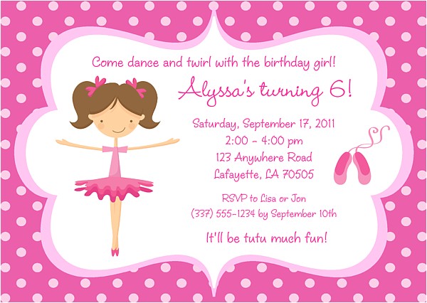 Ballerina Birthday Invitations Free Ballerina Birthday Invitations Ideas – Bagvania Free