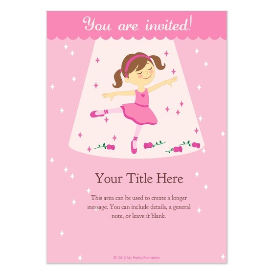 Ballerina Birthday Invitations Free Free Ballerina Birthday Invitations Templates