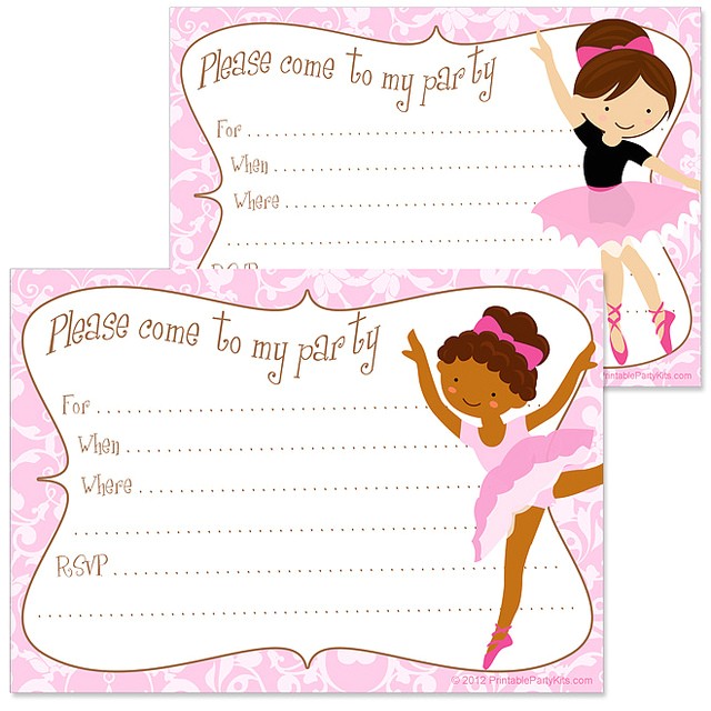 Ballerina Birthday Invitations Free Free Printable Ballerina Party Invitations