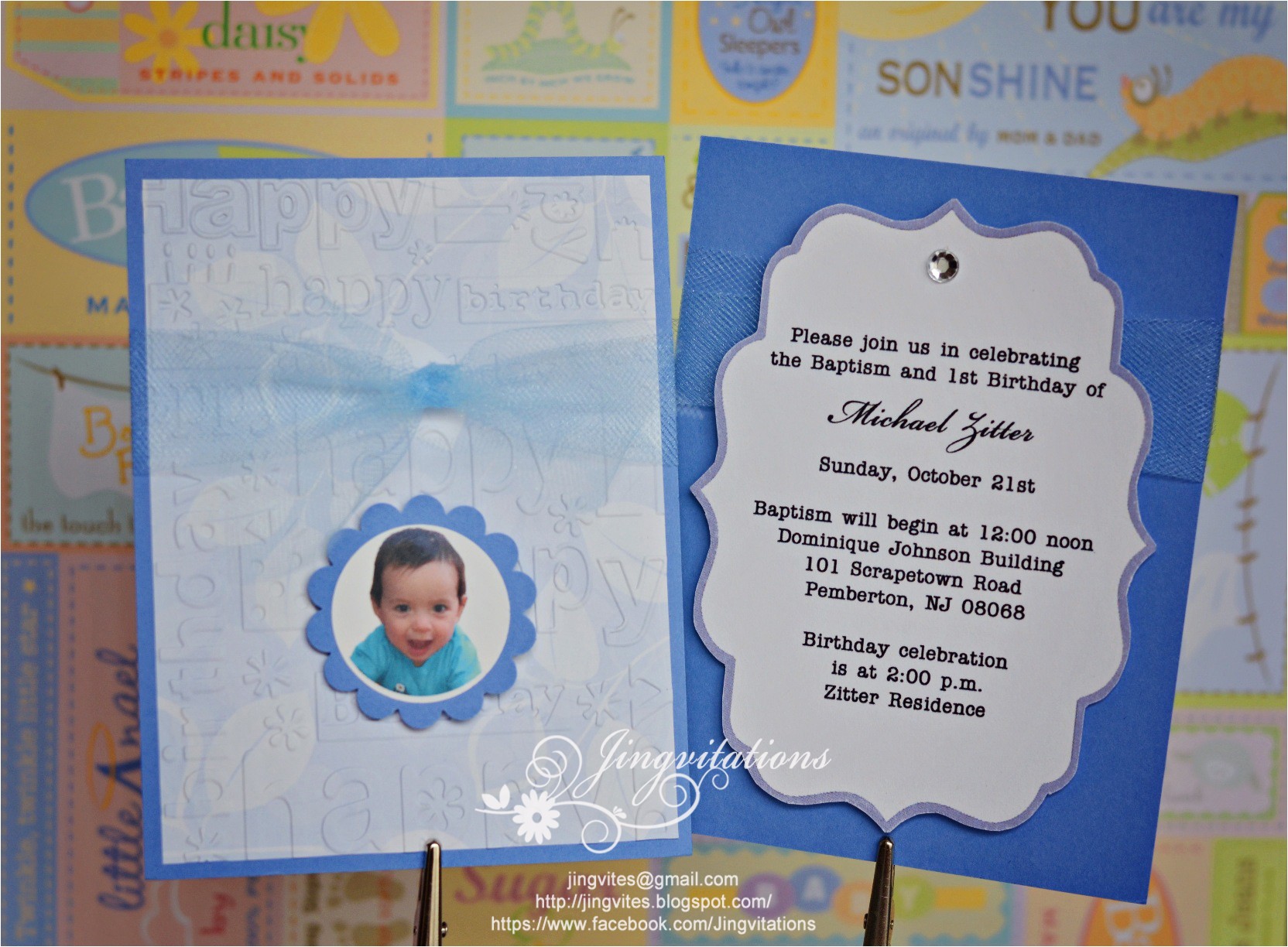 Baptism and Birthday Invitation Sample Baptism and First Birthday Invitations